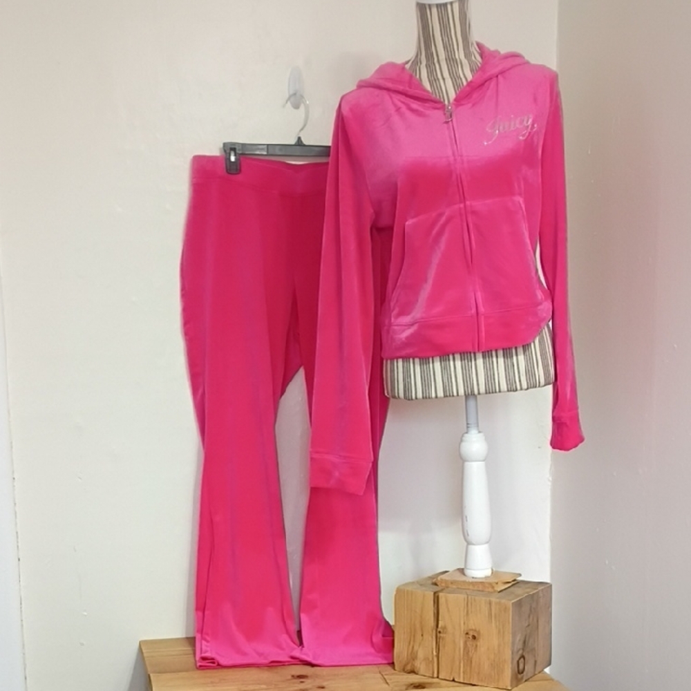 Juicy Couture Pink Party Lux Velvet Tracksuit Size XL NWT Inseam 34"
